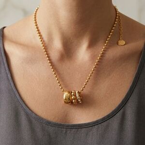 New with Tags Luxury Gold Ball Chain Necklace – Convertible to Bracelet & Rings